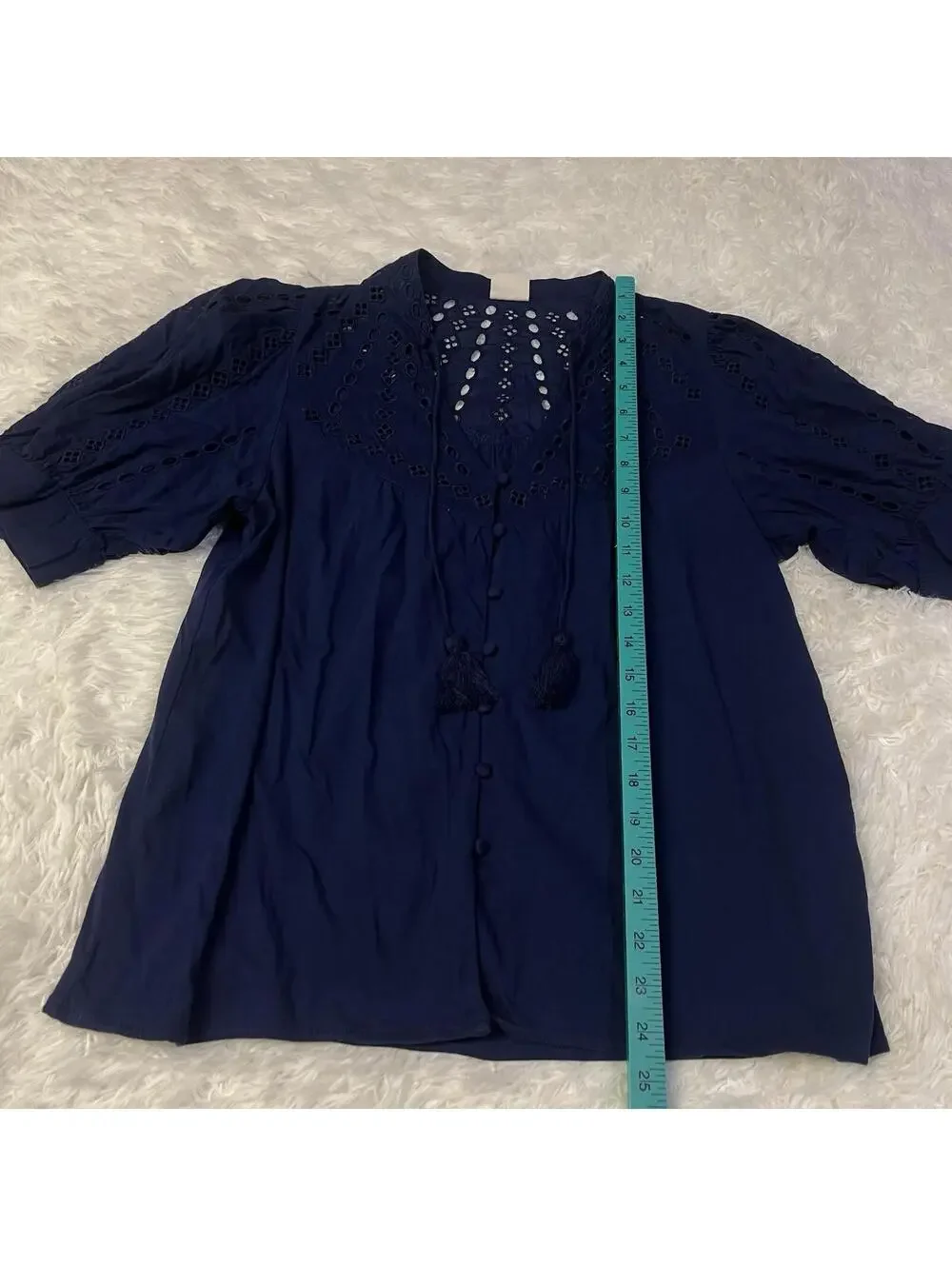 Matilda Jane Good Hart GH Tucson Eyelet Sleeve Top W/Tassels Size Small